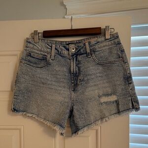 BCBGeneration Light Blue Distressed High Waisted Jean Shorts